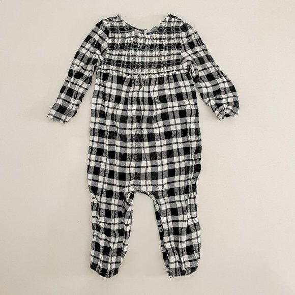 Old Navy Smocked Plaid Flannel One-Piece - 18 Months - Picture 1 of 1